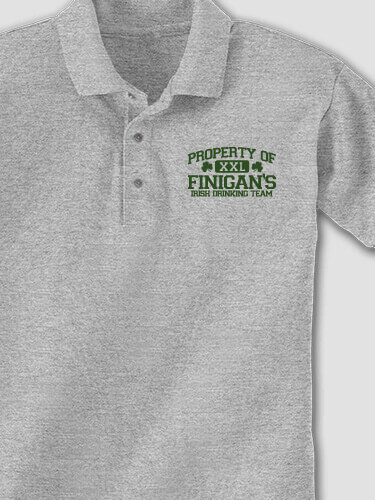 Irish Drinking Team Sports Grey Embroidered Polo Shirt