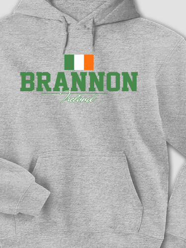 Irish Flag Sports Grey Adult Hooded Sweatshirt