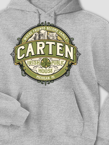 Irish Public House Sports Grey Adult Hooded Sweatshirt