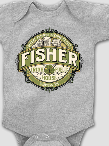 Irish Public House Sports Grey Baby Bodysuit