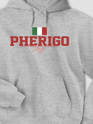 Italian Flag Sports Grey Adult Hooded Sweatshirt