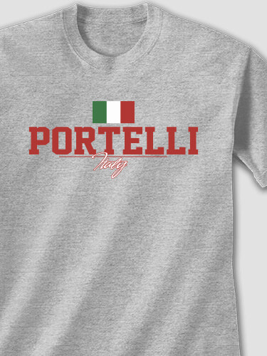 Italian Flag Sports Grey Adult T-Shirt