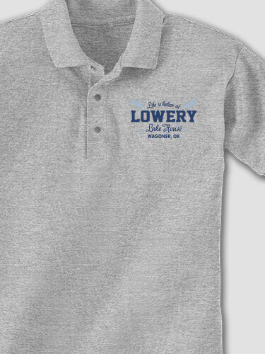 Lake House Sports Grey Embroidered Polo Shirt