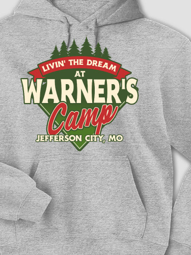 Livin' The Dream Camp Sports Grey Adult Hooded Sweatshirt
