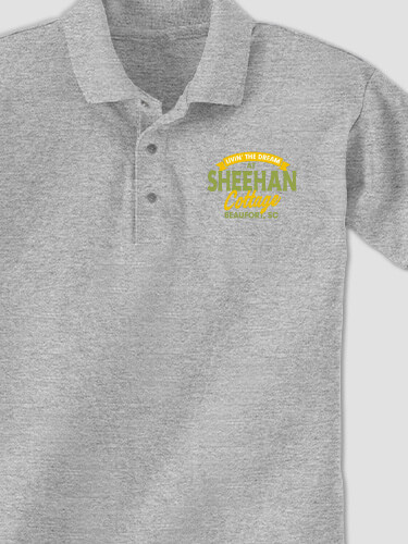 Livin' The Dream Cottage Sports Grey Embroidered Polo Shirt