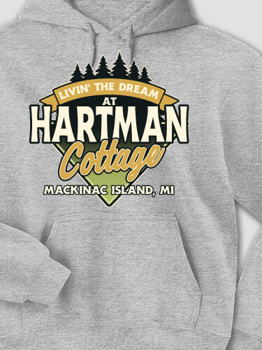 Livin' The Dream Cottage Sports Grey Adult Hooded Sweatshirt
