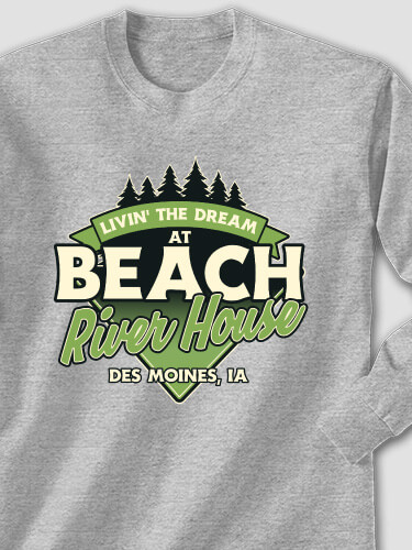 Livin' The Dream River House Sports Grey Adult Long Sleeve
