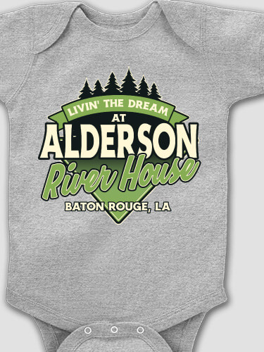 Livin' The Dream River House Sports Grey Baby Bodysuit