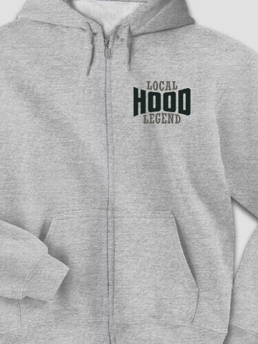 Local Legend Sports Grey Embroidered Zippered Hooded Sweatshirt