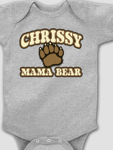 Mama Bear Sports Grey Baby Bodysuit