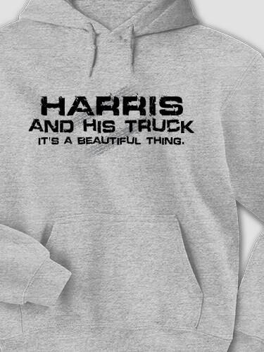 Man and His Truck Sports Grey Adult Hooded Sweatshirt