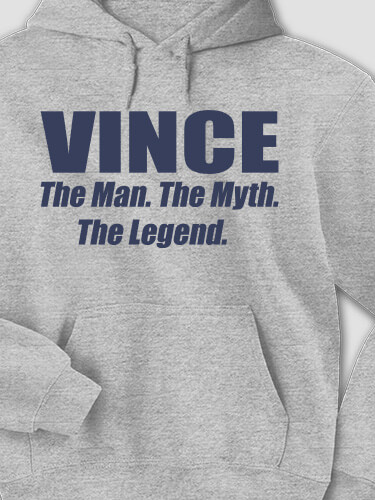 Man Myth Legend Sports Grey Adult Hooded Sweatshirt