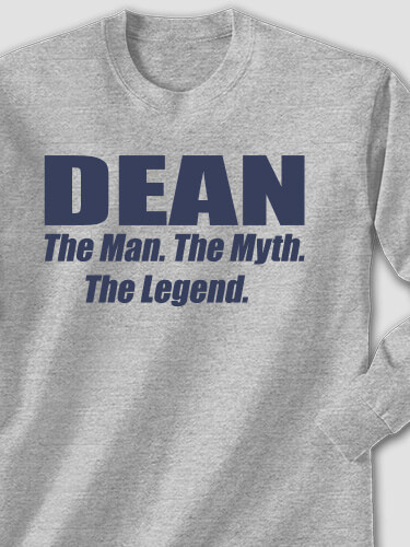 Man Myth Legend Sports Grey Adult Long Sleeve