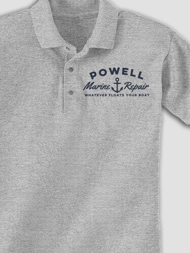 Marine Repair Sports Grey Embroidered Polo Shirt