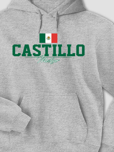 Mexican Flag Sports Grey Adult Hooded Sweatshirt