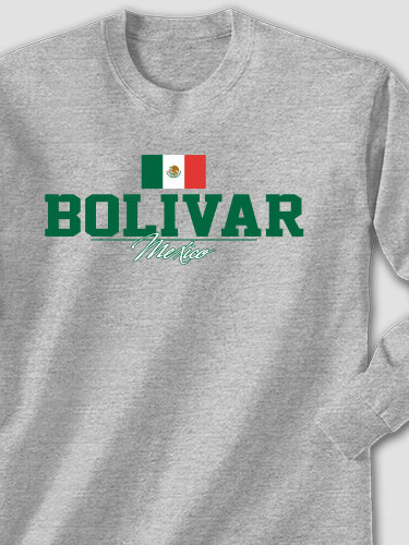 Mexican Flag Sports Grey Adult Long Sleeve