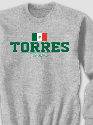 Mexican Flag Sports Grey Adult Sweatshirt