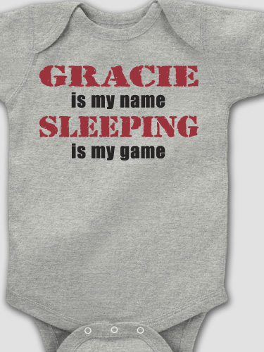 Name Game Sports Grey Baby Bodysuit