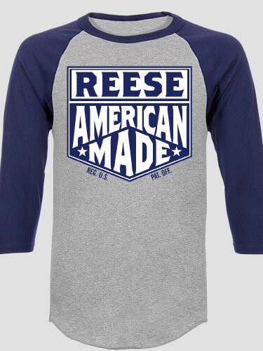 American Made Sports Grey/Navy Adult Raglan 3/4 Sleeve T-Shirt