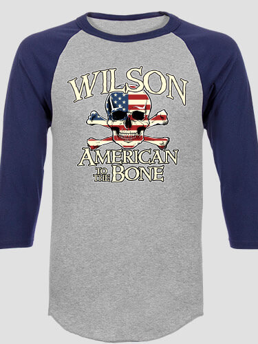 American to the Bone Sports Grey/Navy Adult Raglan 3/4 Sleeve T-Shirt