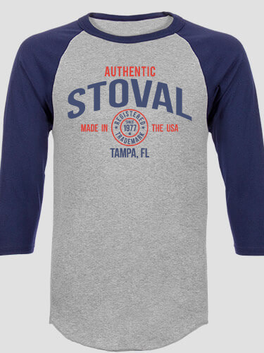 Authentic Brand Sports Grey/Navy Adult Raglan 3/4 Sleeve T-Shirt