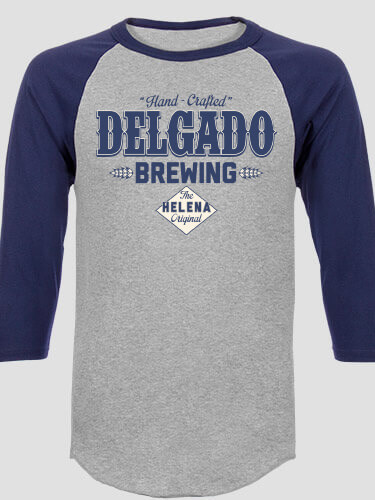 Brewing Sports Grey/Navy Adult Raglan 3/4 Sleeve T-Shirt