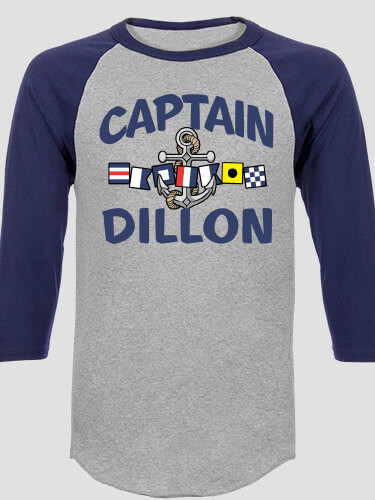Captain Sports Grey/Navy Adult Raglan 3/4 Sleeve T-Shirt