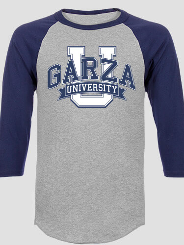 Classic University Sports Grey/Navy Adult Raglan 3/4 Sleeve T-Shirt