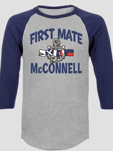 First Mate Sports Grey/Navy Adult Raglan 3/4 Sleeve T-Shirt
