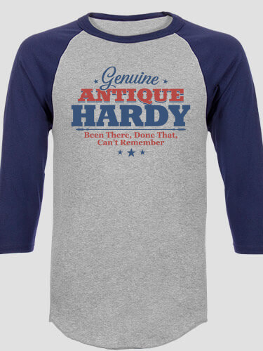 Genuine Antique Sports Grey/Navy Adult Raglan 3/4 Sleeve T-Shirt