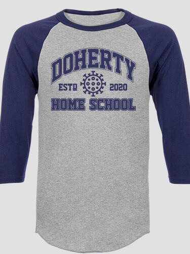 Homeschool 2020 Sports Grey/Navy Adult Raglan 3/4 Sleeve T-Shirt