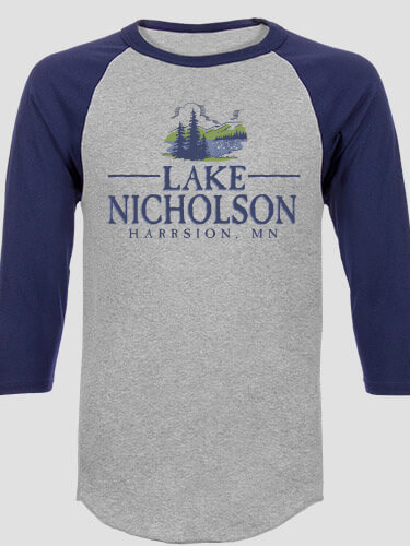 Lake Sports Grey/Navy Adult Raglan 3/4 Sleeve T-Shirt