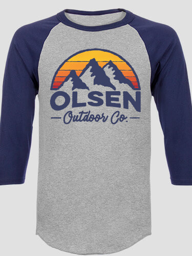 Outdoor Company Sports Grey/Navy Adult Raglan 3/4 Sleeve T-Shirt