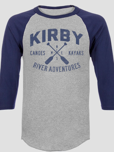 River Adventures Sports Grey/Navy Adult Raglan 3/4 Sleeve T-Shirt
