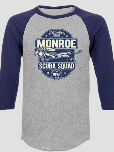 Scuba Sports Grey/Navy Adult Raglan 3/4 Sleeve T-Shirt