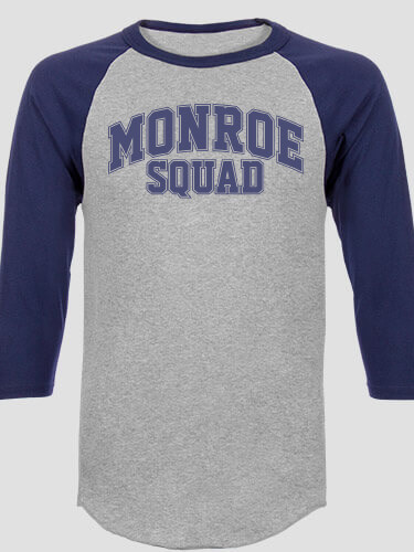 Squad Sports Grey/Navy Adult Raglan 3/4 Sleeve T-Shirt