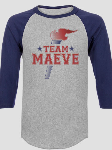 Team Sports Grey/Navy Adult Raglan 3/4 Sleeve T-Shirt