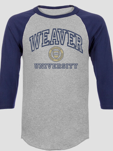 University Sports Grey/Navy Adult Raglan 3/4 Sleeve T-Shirt
