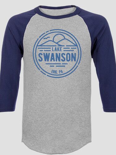 Vintage Lake Sports Grey/Navy Adult Raglan 3/4 Sleeve T-Shirt