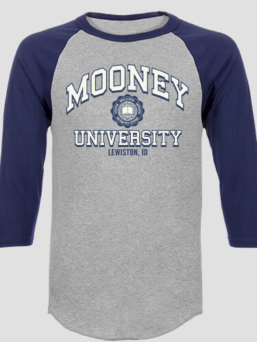 Vintage University Sports Grey/Navy Adult Raglan 3/4 Sleeve T-Shirt