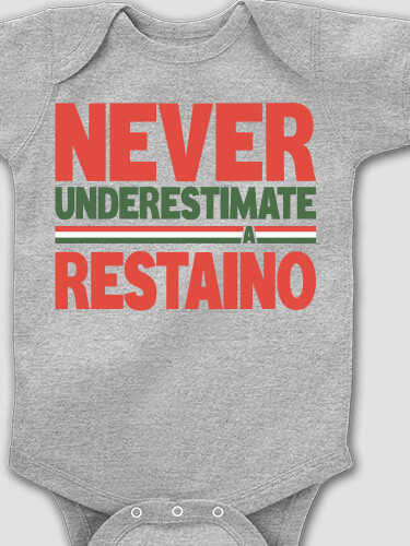 Never Underestimate Italian Sports Grey Baby Bodysuit