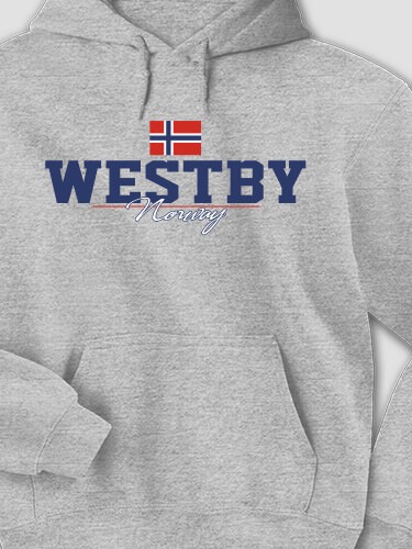 Norwegian Flag Sports Grey Adult Hooded Sweatshirt