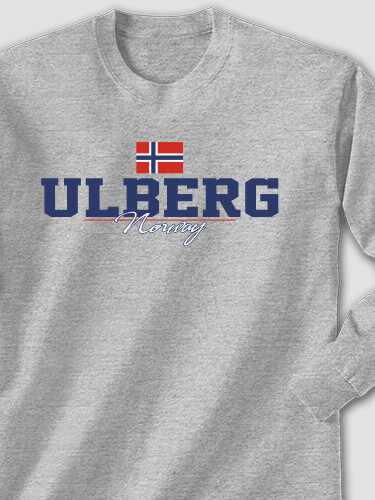 Norwegian Flag Sports Grey Adult Long Sleeve