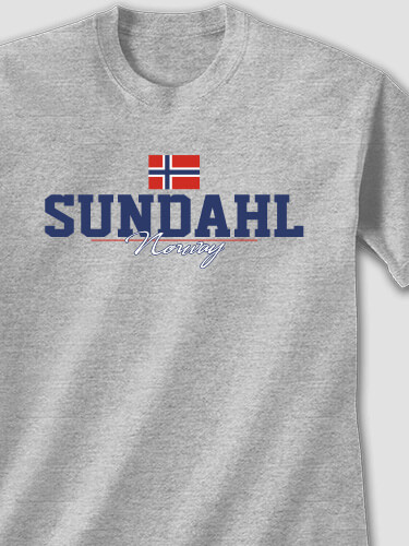 Norwegian Flag Sports Grey Adult T-Shirt