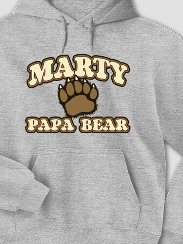 Papa Bear Sports Grey Adult Hooded Sweatshirt