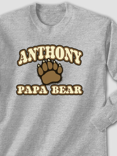 Papa Bear Sports Grey Adult Long Sleeve