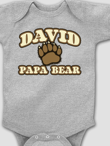 Papa Bear Sports Grey Baby Bodysuit