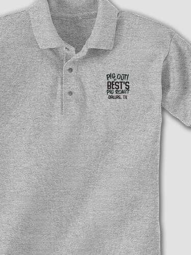 Pig Roast Sports Grey Embroidered Polo Shirt