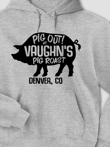 Pig Roast Sports Grey Adult Hooded Sweatshirt