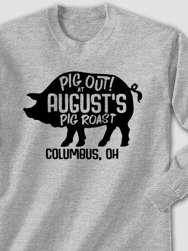 Pig Roast Sports Grey Adult Long Sleeve